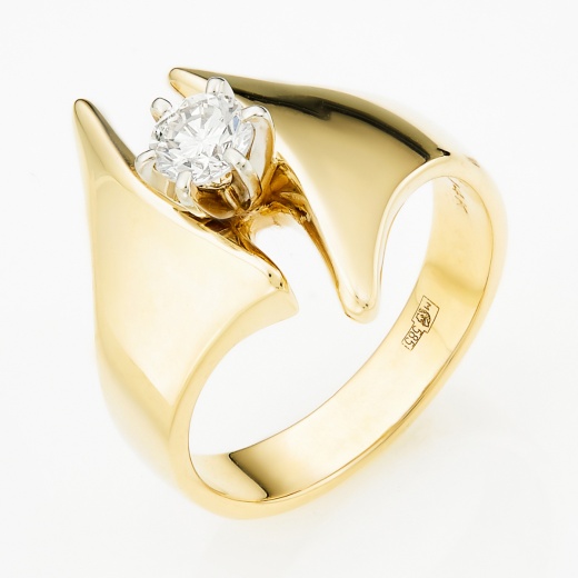 Кольцо из комбинированного золота 585 пробы c 1 бриллиантом Л33081531 фото 1