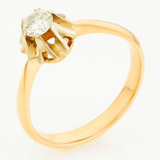Кольцо из комбинированного золота 583 пробы c 1 бриллиантом, Л75011409 за 30625