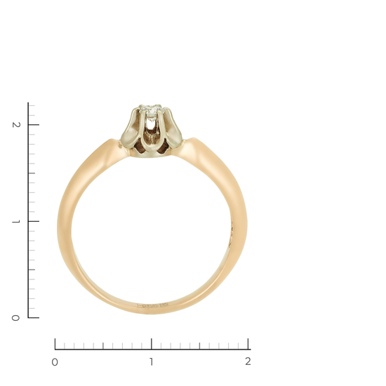 Кольцо из комбинированного золота 585 пробы c 1 бриллиантом, Л54019667 за 22750