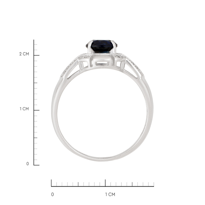 Кольцо из золота 585 пробы c бриллиантами и синтетическим сапфиром, Л 7303 6709 за 30800