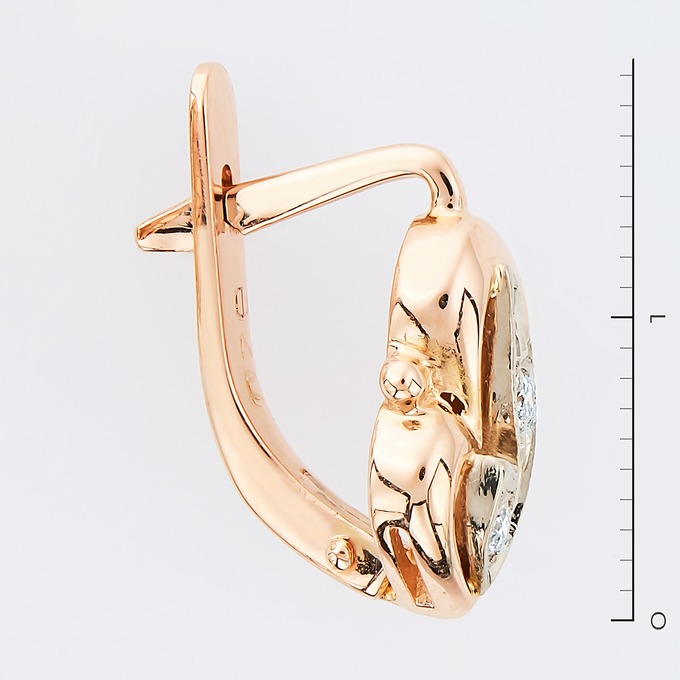 Серьги из золота 585 пробы c 4 бриллиантами