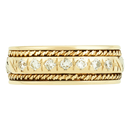 Кольцо из комбинированного золота 585 пробы c 7 бриллиантами, Л47090583 за 32340