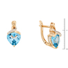 Серьги из красного золота 585 пробы c фианитами и 2 топазами