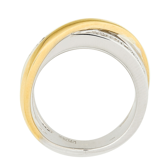 Кольцо из комбинированного золота 750 пробы c 11 бриллиантами, Л28090322 за 95000