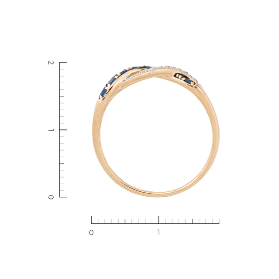 Кольцо из красного золота 585 пробы c 14 бриллиантами и 7 сапфирами, Л16150530 за 14800