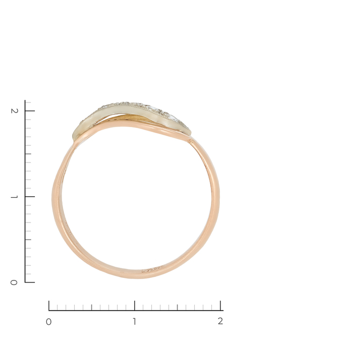 Кольцо из комбинированного золота 585 пробы c 5 бриллиантами, Л 5103 7953 за 28350