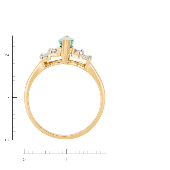 Кольцо из желтого золота 585 пробы c 20 бриллиантами и 1 изумрудом, Л36062212 за 29200