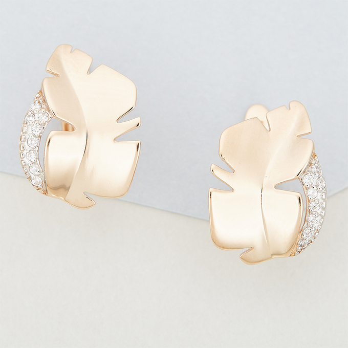 Серьги из красного золота 585 пробы c фианитами