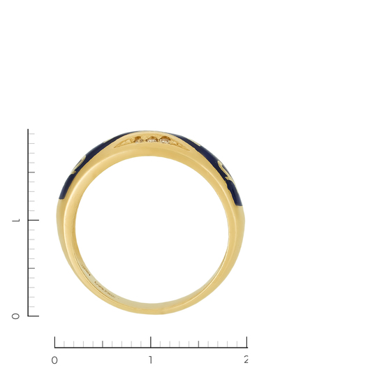 Кольцо из желтого золота 750 пробы c 9 бриллиантами и эмалями, Л28093578 за 91520