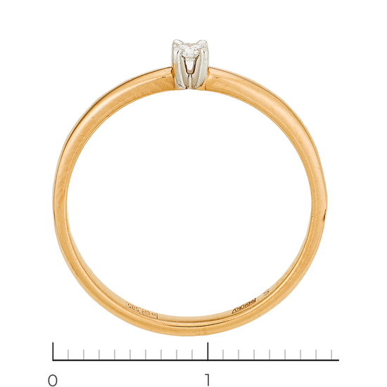 Кольцо из комбинированного золота 585 пробы c 1 бриллиантом, Л28092328 за 9030
