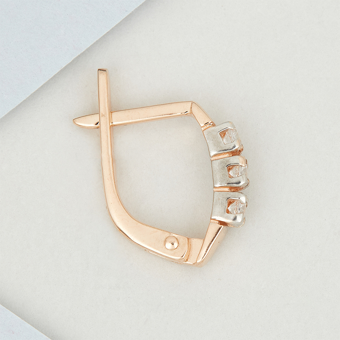 Серьги из красного золота 585 пробы c фианитами