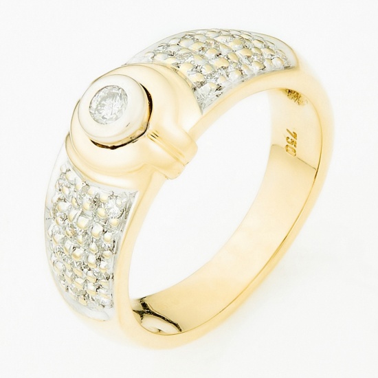 Кольцо из комбинированного золота 750 пробы c 25 бриллиантами, Л45047155 за 42 300 ₽