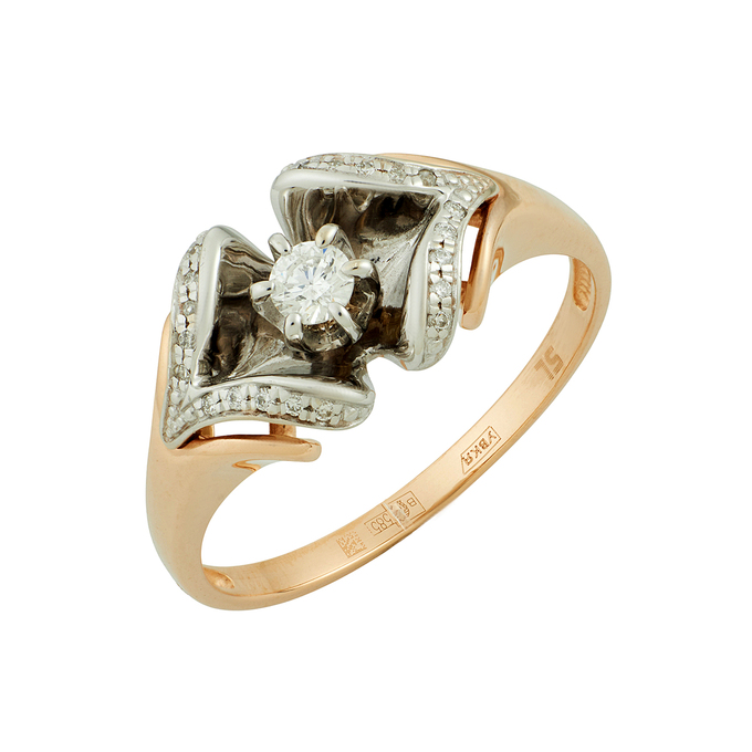 Кольцо из золота 585 пробы c бриллиантами