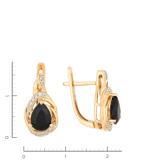 Серьги из золота 585 пробы c 24 бриллиантами и 2 корундами