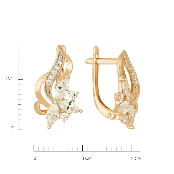 Серьги из золота 585 пробы c фианитами, Ц О007 2375 за 27200