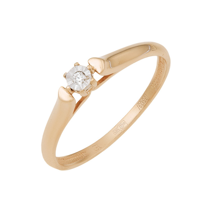 Кольцо из золота 585 пробы c бриллиантом, Л 4710 8956 за 17600