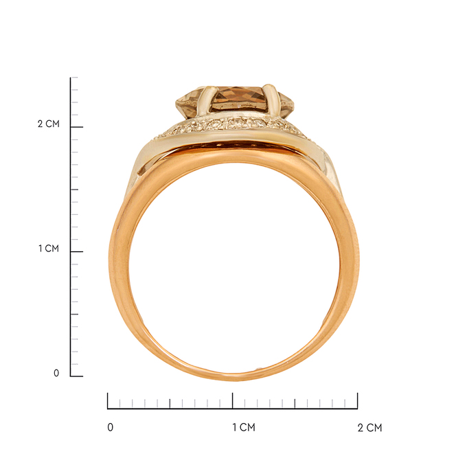 Кольцо из золота 585 пробы c раухтопазом и бриллиантами, Л 0911 3065 за 66150