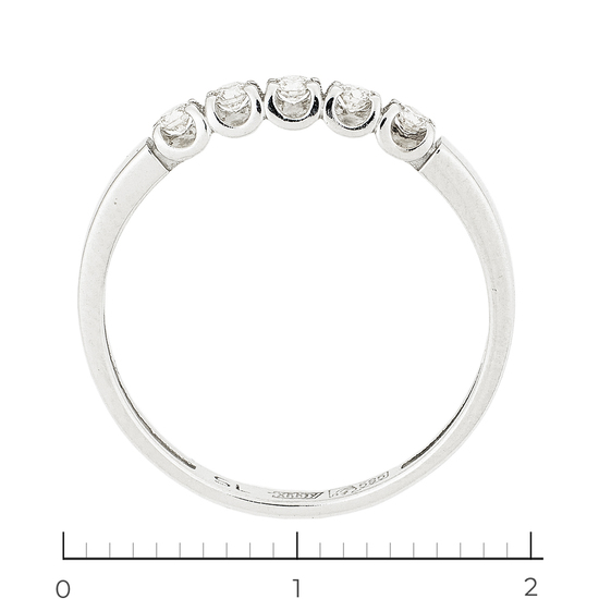 Кольцо из белого золота 585 пробы c 5 бриллиантами, Л57031628 за 16030