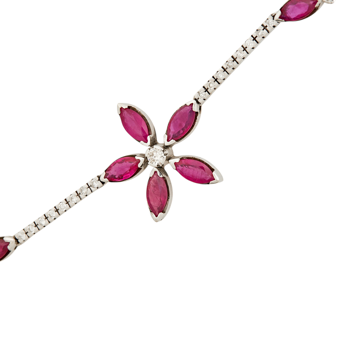 Колье из золота 750 пробы c облагороженными рубинами и бриллиантами, Л 2806 1303 за 405000