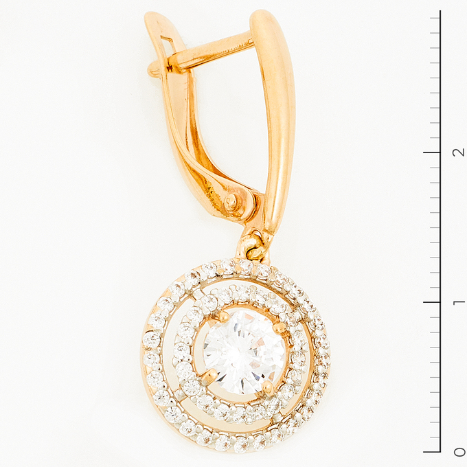 Серьги из красного золота 585 пробы c фианитами