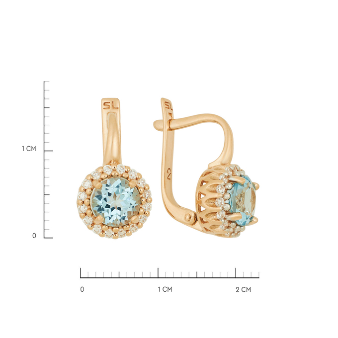 Серьги из золота 585 пробы c топазами и фианитами, Ц О007 1944 за 41760