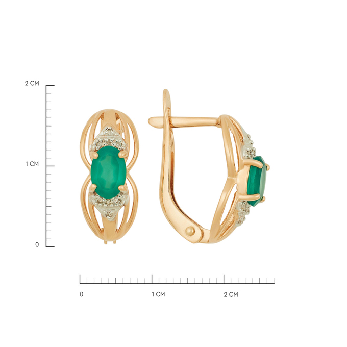 Серьги из золота 585 пробы c хризопразами и бриллиантами, Л 6202 0865 за 35040