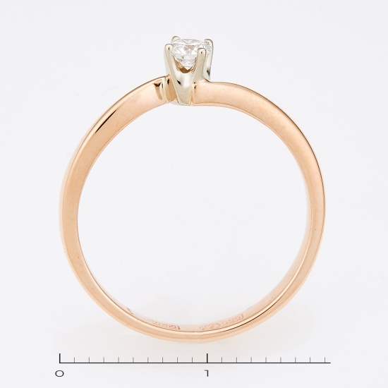 Кольцо из комбинированного золота 585 пробы c 1 бриллиантом, Л45048216 за 10675