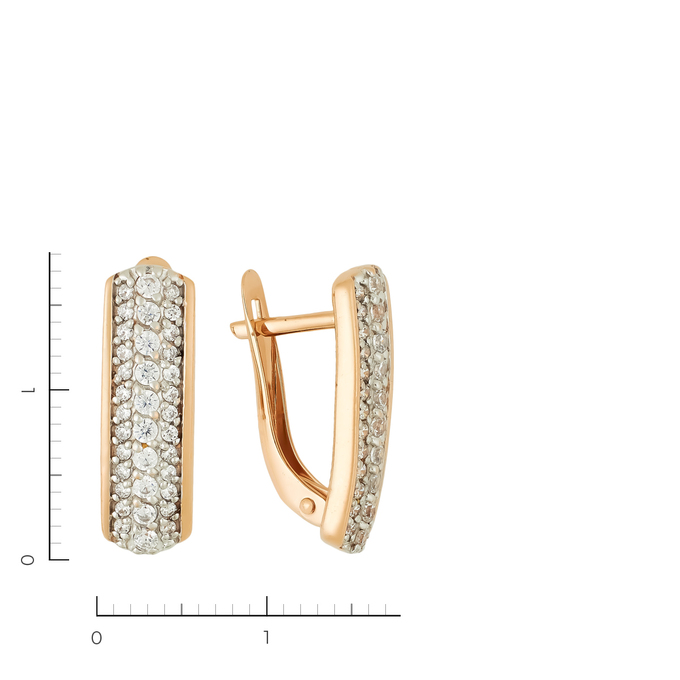 Серьги из комбинированного золота 585 пробы c 72 фианитами