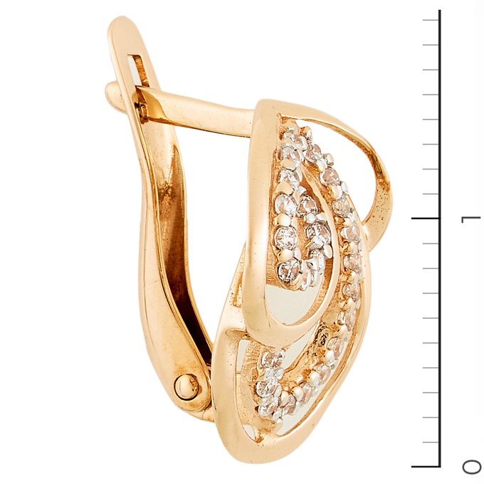 Серьги из красного золота 585 пробы c фианитами