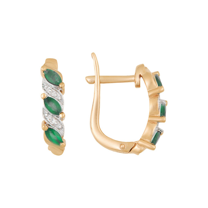 Серьги из золота 585 пробы c изумрудами и бриллиантами, Ц О003 2162 за 46000