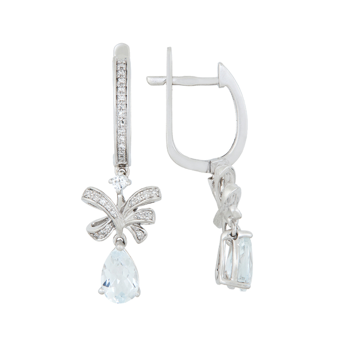 Серьги из золота 585 пробы c топазами и бриллиантами, Л 4807 1500 за 42800