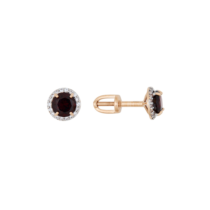 Серьги из золота 585 пробы c гранатами и фианитами, Л 4709 5648 за 12800