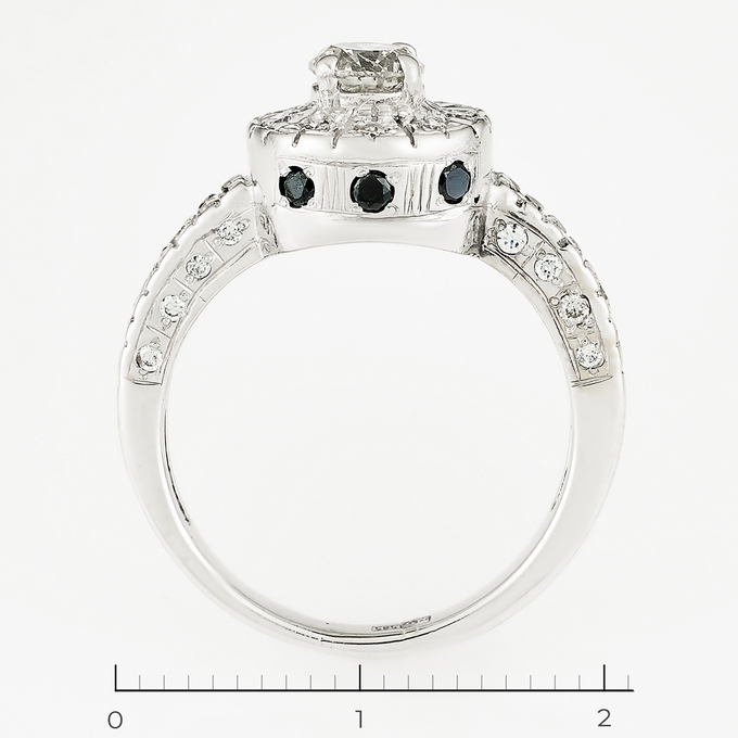 Кольцо из белого золота 585 пробы c 39 бриллиантами и 2 фианитами