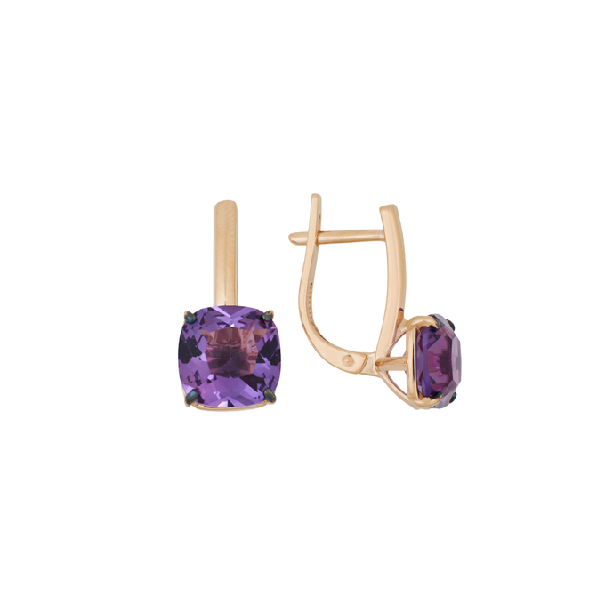 Серьги из золота 585 пробы c аметистами