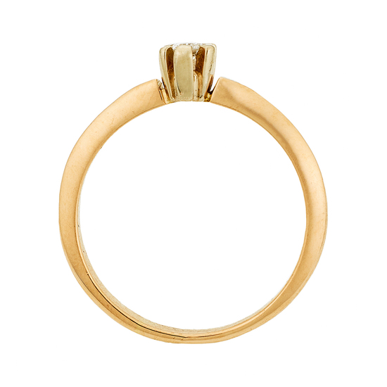 Кольцо из комбинированного золота 585 пробы c 1 бриллиантом, Л66019969 за 14700