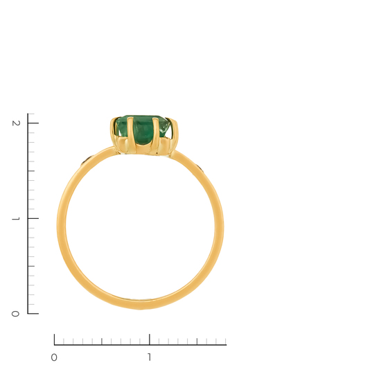 Кольцо из желтого золота 750 пробы c 1 изумрудом и 2 бриллиантами, Л54052226 за 78320