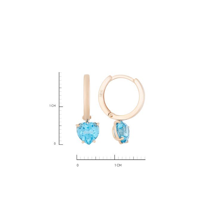 Серьга из золота 585 пробы c топазом