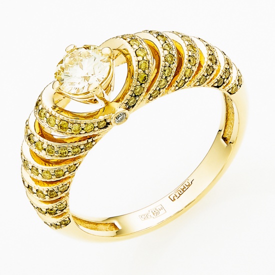 Кольцо из желтого золота 585 пробы c 107 бриллиантами