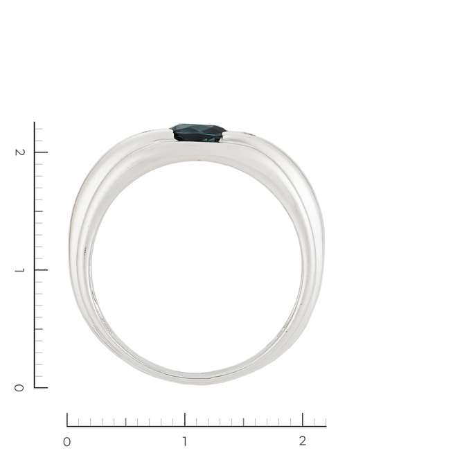 Кольцо из белого золота 585 пробы c 2 бриллиантами и 1 сапфиром, Л 3604 0582 за 47600
