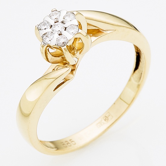Кольцо из комбинированного золота 585 пробы c 7 бриллиантами, Л28070115 за 20 720 ₽