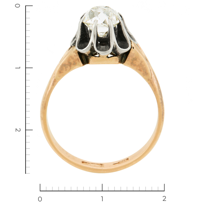 Кольцо из комбинированного золота 583 пробы c 1 бриллиантом