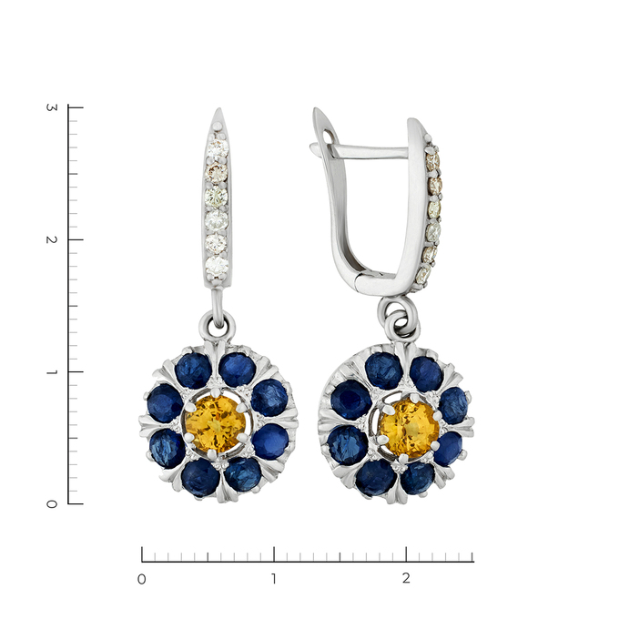 Серьги из золота 750 пробы c сапфирами и бриллиантами, Л 2811 2356 за 150000
