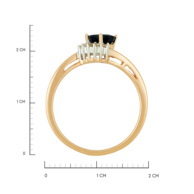 Кольцо из золота 585 пробы c сапфиром и бриллиантами