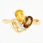 Кольцо из желтого золота 585 пробы c 7 бриллиантами и 1 цитрином и 1 раухтопазом Л19106141 фото 2
