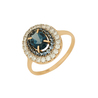 Кольцо из золота 585 пробы c топазом Лондон, топазами и фианитами