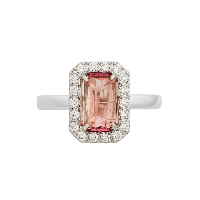 Кольцо из золота 585 пробы c турмалином и бриллиантами, Л 2811 7633 за 85000