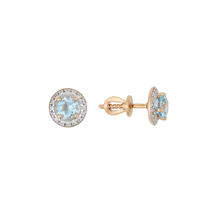 Серьги из золота 585 пробы c топазами и фианитами, Л 7500 3598 за 17760