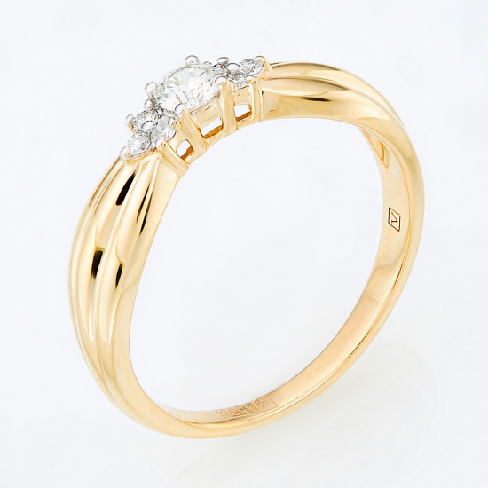 Кольцо из желтого золота 585 пробы c 7 бриллиантами, Л35054355 за 13475