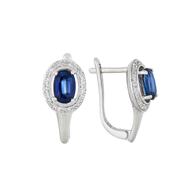 Серьги из золота 585 пробы c дифф. сапфирами и бриллиантами, Л 6200 7728 за 34800