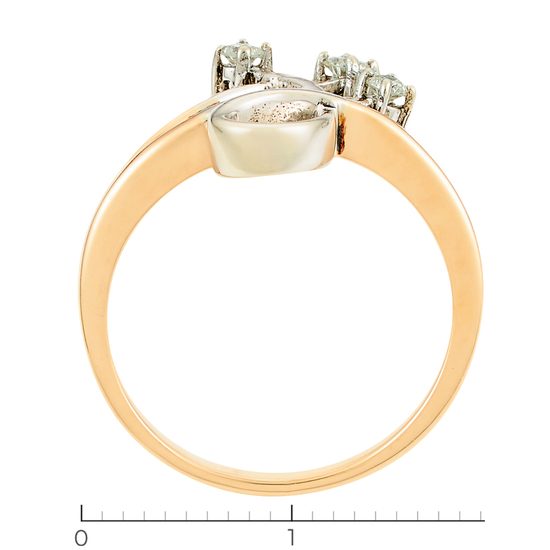 Кольцо из комбинированного золота 585 пробы c 3 бриллиантами, Л70006849 за 12565
